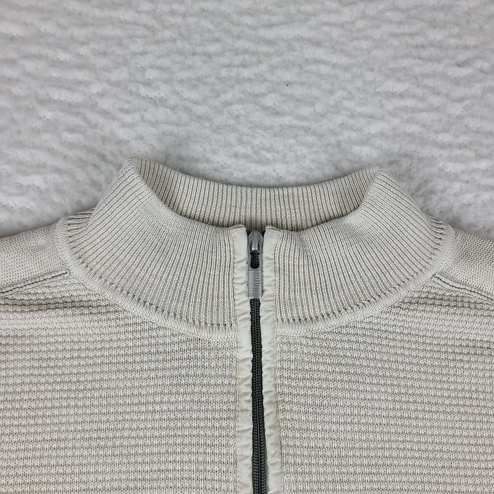 Tommy Bahama Sweater Mens Large Beige‎ Knitted Quarter Zip Sweatshirt